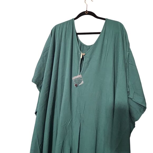 NEW Free People Milo One-Piece Jumpsuit Hunter Green XS Linen Billow Boho Roomy - Picture 6 of 12